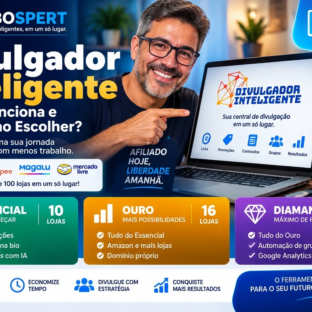 Divulgador Inteligente: comparação dos planos Essencial, Ouro e Diamante para afiliados